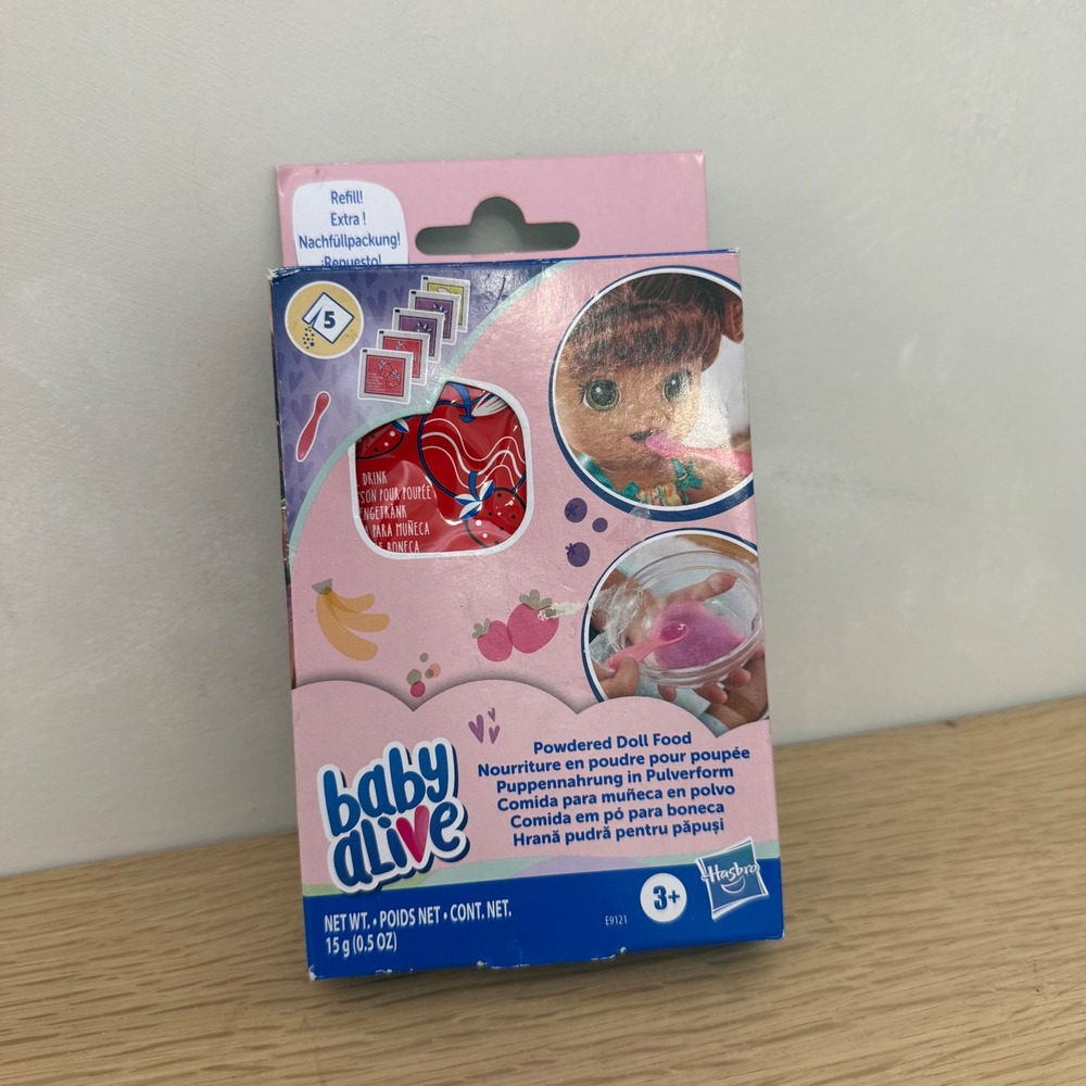Hasbro Baby Alive Powdered Doll Food Refill Pack 5 Packets and Spoon E9121
